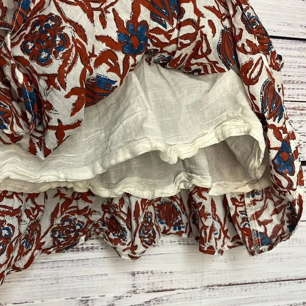 House of Harlow 1960 Revolve Marble Rust Smocked Mini Skirt Tiered Small Floral